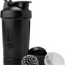 BlenderBottle Shaker Bottle with Pill Organizer and Storage for Protein Powder, Classic V2 ProStak System, 22-Ounce, Midnight Black