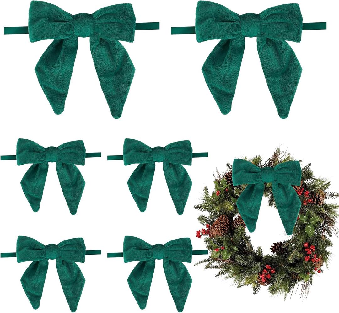 AIMUDI Hunter Green Bows 5''×6'' Christmas Bows for Gift Wrapping Present Bows Fur Bows for Christmas Trees Fireplaces Wreaths Crafts Home Outdoor Winter Decoration, 12 PCs