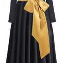 Women's Praise Dance Dress Irregular Gold Metallic Long Sleeve Liturgical Worship Church Lyrical Dance Costume (Large, 42 Black)