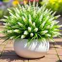 Geegoods Artificial Plants Flowers Outdoor 24 Bundles UV Resistant Faux Lavender Flowers with Monkey Grass for Garden Porch Window Patio Hanging Planter Decor
