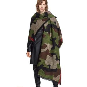 Cashmere Wool Camouflage Scarf Poncho Pashmina Shawl and Wrap for Women (Green)
