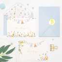 Crisky Baby Shower Blue Gold Thank You Cards (50 Pack) with Envelopes & Stickers Boy Baby Shower Greeting Cards Bulk, Watercolor Delicate Wildflower for Baby Shower Party