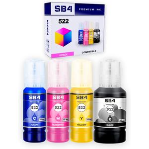 SB4 Compatible 522 Ink Refill Bottles  Replacement for 522 (Not for Sublimation)  Fits EcoTank ET-2720, ET-2760, ET-2800, ET-2850, ET-2750, ET-4700, ET-3850, ET-4800, ET-4750 Printers