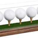 Golf Ball Display Case for 5 Golf Balls Holder Display Walnut Wood Base Acrylic Hole in One Golf Ball Case Display Uv Protection Golfball Stand Rack,Golf Office Decor Gifts for Men