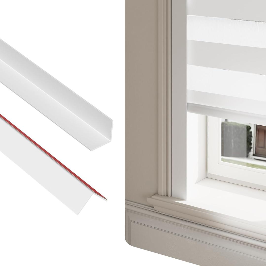 Light Blocking Strips for Window Shades and Blinds, 100% Blackout Window Light Blocker for Blinds, PVC Side Tracks Light Blocker for Bedroom(White, 58", 2PCS)