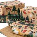 RUSPEPA Christmas Wrapping Paper Rolls with Tags and Jute String - 17 inches x 10 feet per Roll, Total of 3 Rolls (Penguins)