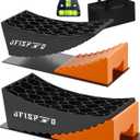RV Leveling Blocks Ramp Kit, 2 Packs Camper Leveler System for Travel with Two Chocks, 2 Anti-Slip Mats, 1T Bubble Level and Carry Bag, Up to 35000 LBS, Easier & Faster to Level Camper-Orange