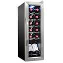 Ivation 12 Bottle Compressor Wine Cooler Refrigerator w/ Lock | Large Freestanding Wine Cellar Fridge For Red, White, Champagne or Sparkling Wine | 41f-64f Digital Temperature Control Stainless Steel