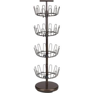 Household Essentials 2139-1 Metal Four-Tier Adjustable Revolving Shoe Rack | Holds up to 24 Pairs of Shoes | Antique Bronze Finish