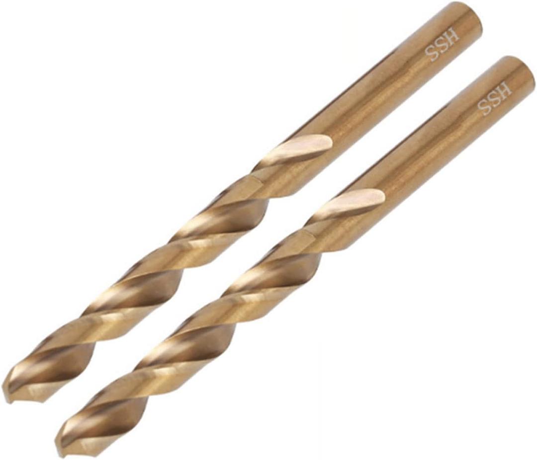 TA-VIGOR 2pcs 8mm Straight Shank Twist Drill Bit, High Speed Steel M35 Cobalt Twist Drill Bit with 8mm Shank for Drilling Stainless Steel Metal Plastic Wood