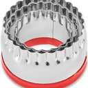 3Pcs Fluted Round Cookie Cutters - 2" & 2.6" & 3", Heavy Duty Food-Grade Stainless Steel, Mini Biscuit Cutter, Unique Design with Protective Red Top PVC