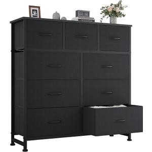 OLIXIS 9 Drawers Storage Organizers Units, Closet Organizers and Storage for Clothes, Fabric Storage Drawer for Living Room, Chest of Dresser in 39.4" D x 11.8" W x 39.9" H, Black