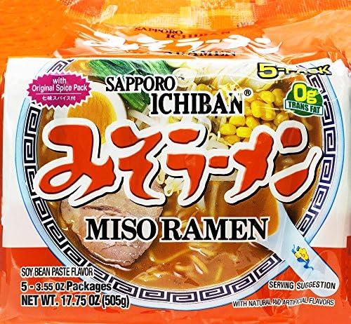 Sapporo Ichiban Miso Ramen, 0g Trans Fat, 17.5 Ounce (Pack of 12) BBD: 03/04/26