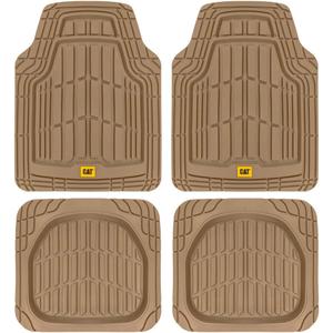 Cat ToughRide Heavy-Duty 3 Piece Rubber All Season Floor Mats for Car Truck Van SUV, Black - Premium Trim to Fit Cars Floor Mat, All Weather Deep Dish Automotive Floor Mats, Total Dirt Protection