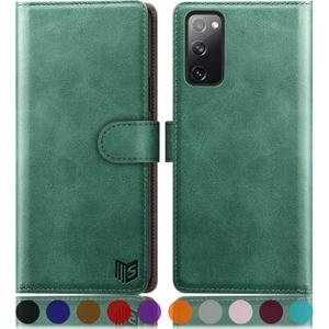 SUANPOT for Samsung Galaxy S20 FE 5G Wallet case RFID Blocking Credit Card Holder, Flip Folio Book PU Leather Phone case Shockproof Cover Women Men for Samsung S20 FE 6.5 case Wallet (Sea Green)