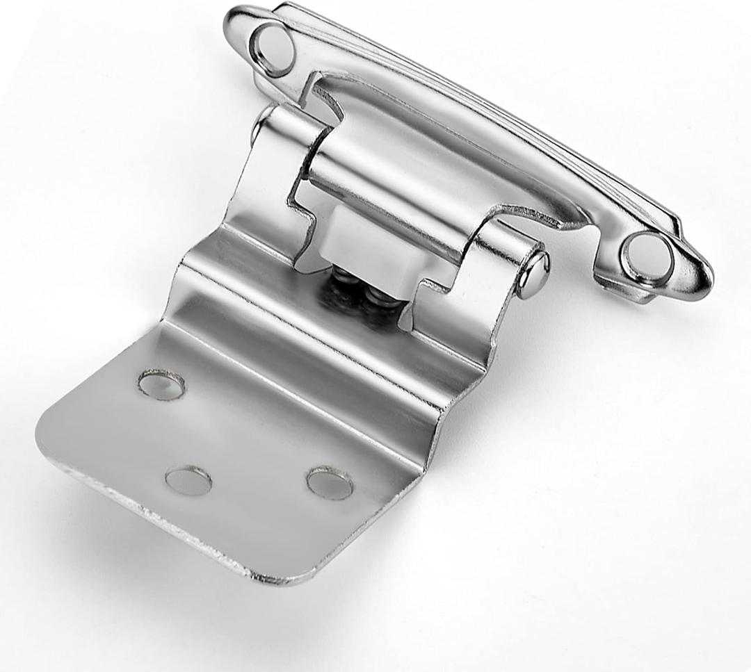 Ravinte 50 Packs (25 Pairs) 3/8" Inset Satin Nickel Cabinet Hinge,Self Closing Hinges for Kitchen/Bathroom/Furniture Cabinets & Doors,Decorative Cabinet Hardware Kitchen Cabinet Hinge with Door Bumper