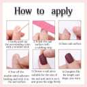 Polka Dot Press on Nails Short Almond Fake Nails Summer Blue Nails Press ons with Design,Reusable Artificial Nail Full Cover Stick on Nails for Women Beach Manicure 24Pcs