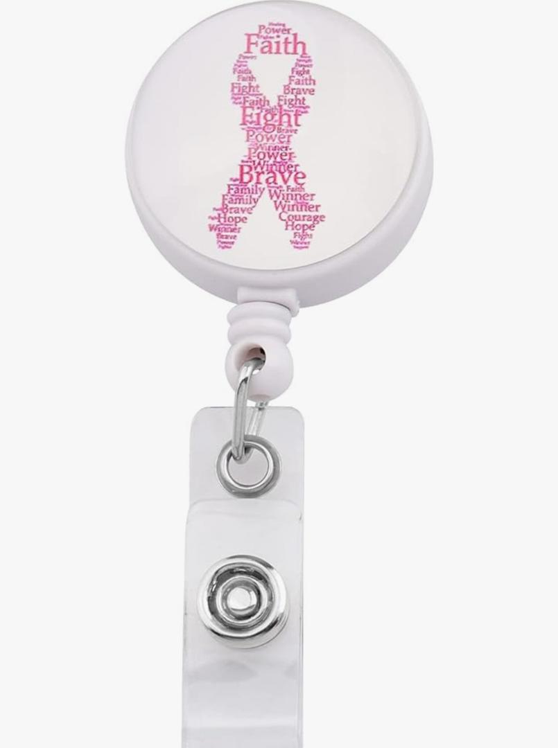 MYOSPARK Pink Ribbon Breast Cancer Lanyard Keychain ID Badge Holder Breast Cancer Awareness Gift 10pcs