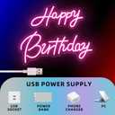 Happy Birthday Neon Sign, Pink LED for Birthday Party Backdrop 22x16.9 Inch
