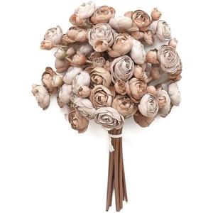 Floroom Ranunculus Artificial Flowers 3 Pcs Taupe Brown Faux Silk Mini Ranunculus Bulk Fake Wedding Filler Flowers for DIY Bouquets, Centerpieces, Bridal Shower Decorations & Arrangements