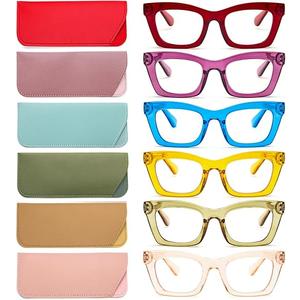 REAVEE 6 Pack Oprah Style Reading Glasses for Women Blue Light Blocking, Cute Square Computer Readers with Spring Hinge
Amazon's Choice