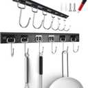 2pcs Utensil Racks with 6 Hooks 11 Inch Mug Holder Under Cabinet Kitchen Utensil Holders Multifunctional (11 inch)