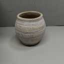 Briful Rustic Vintage Ceramic Pottery Vase, 5.1'' Farmhouse Table Decor with Distressed Texture, Wide Mouth Decorative Jar Vases for Home Decor, Shelf & Entryway, Cream White