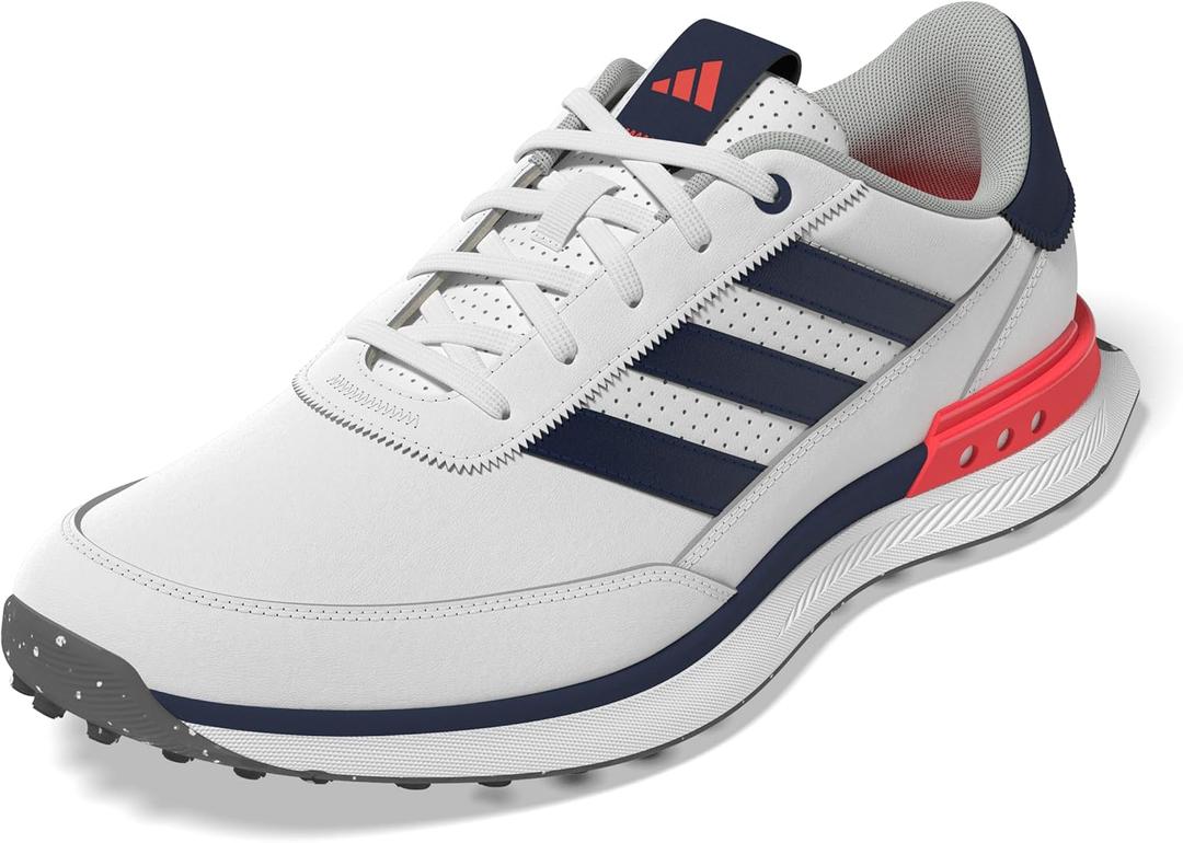 Adidas Mens S2g Spikeless Leather 24 Golf Shoes (11, Footwear White/Collegiate Navy/Lucid Red)