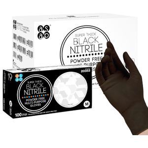 ASAP Thick Black Nitrile Gloves Disposable Latex Free - 6 Mil, Powder Free, Food Safe, Kitchen & Mechanic (Large)