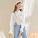 Viverte Small Corduroy Sling Bag Initial Crossbody Bag Fanny Pack for Girls Personalized Birthday Gifts for Teen Girls Gifts (Beige)