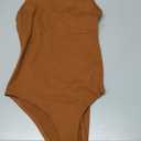 REORIA Women's Summer Sexy One Shoulder Cutout Front Sleeveless One Piece Tank Tops Backless Thong Bodysuits Leotards for Going Out Brown Small