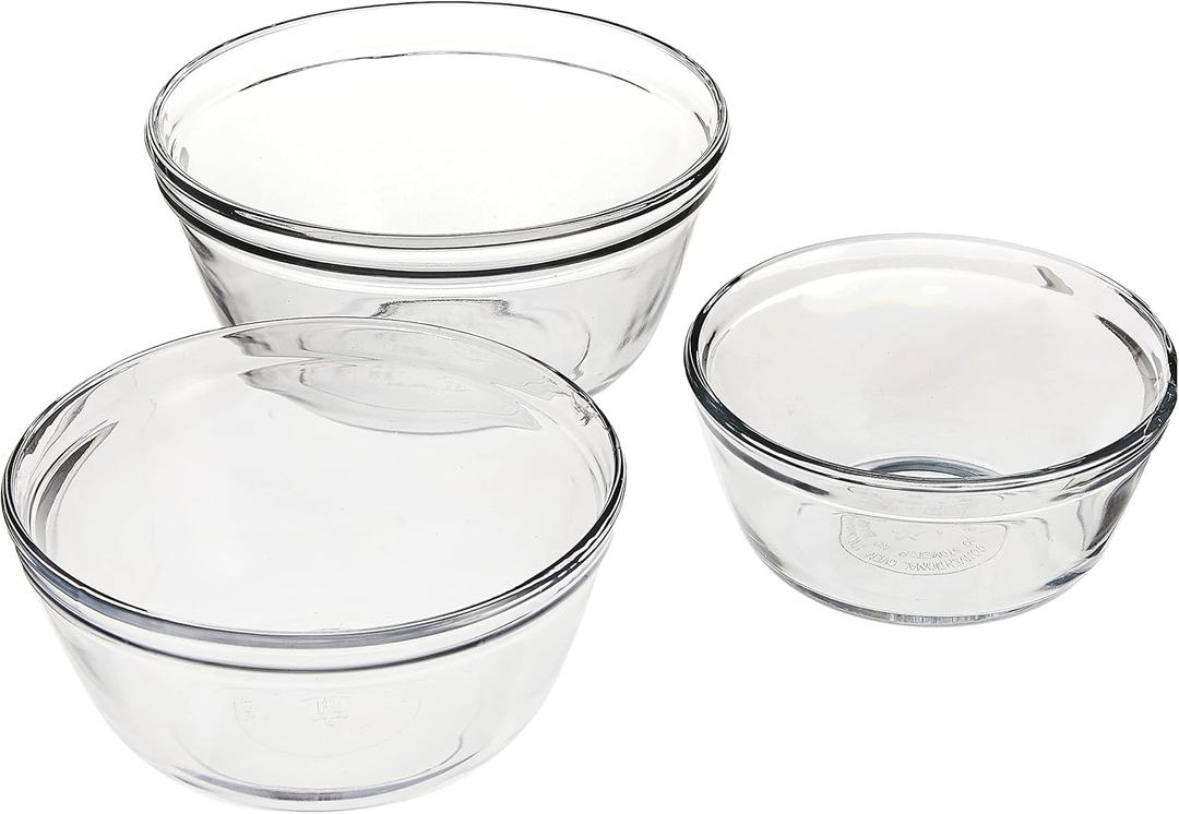 Anchor Hocking Anchor 3-Piece Glass Mixing Bowl Set, Clear