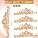 20 Pcs Long Wooden Carved Appliques Onlays Appliques for Furniture Carved - DIY Decorative Wood Carving Decals for Wall, Cupboard Door, Bed Cabinet Door Decor(Rustic)