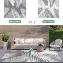 GENIMO Outdoor Rug 10' x 14' Waterproof for Patios Clearance, Reversible Outdoor Plastic Straw Camping Rug Carpet, Large Area Rugs Mats for RV, Camper, Deck, Balcony, Porch, Beach, Picnic, Grey&White