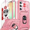LeYi for Samsung Galaxy S25-FE Case: Galaxy S25 FE Case with Galaxy S25 FE Screen Protector X2, Magnetic Stand, Shockproof Funda para Galaxy 25 FE for Women Girl, Rink Pink