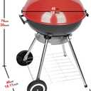 Charcoal Grills, Outdoor BBQ Grill with Side Table, Charcoal Grill with Wheels for Outdoor Grilling/Tabletop Cooking-Red