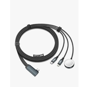 ANVOSED 60W Fast Charging Cable for Apple Watch Charger, 6-in-1 Portable Multi Charging Cable for iPhone, Apple Watch Series 1–11/SE/Ultra, Travel Essentials for Car