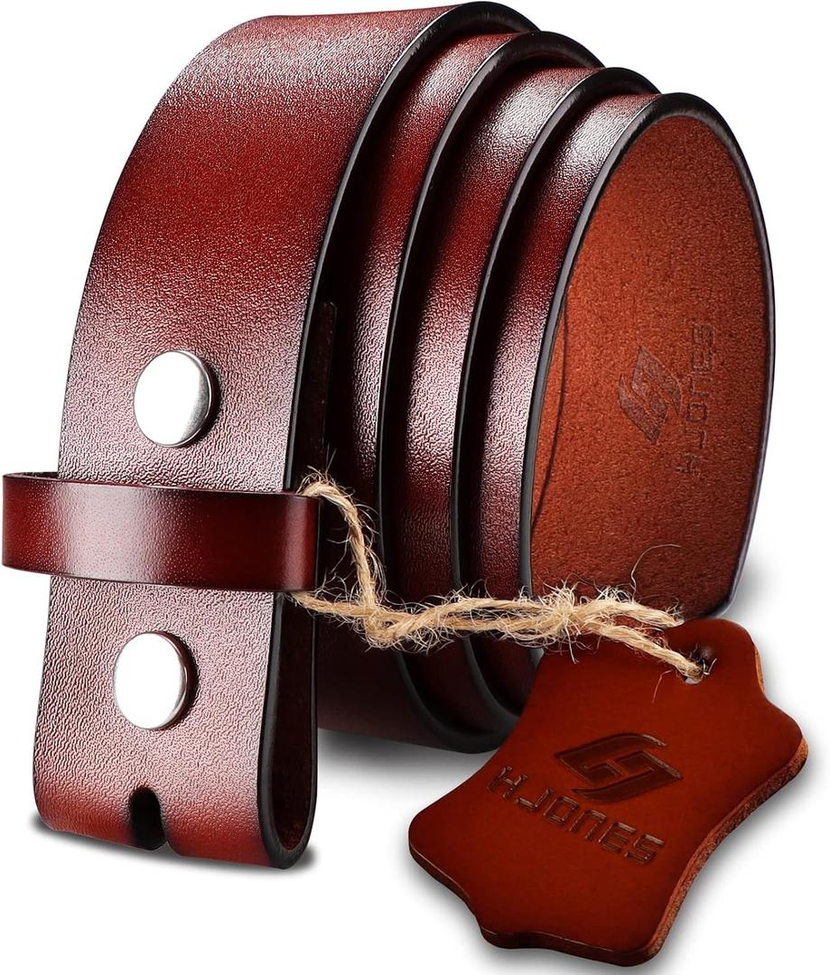 HJones Western Belts for Men without Buckle,Cowboy Belt Buckles for Men,1.5" Wide Genuine Leather Belt No Buckle (34, Brown)