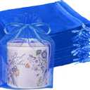 Crweety 6x9 Inch Royal Blue Organza Bags 50 Pack, Small Mesh Gift Bags for Jewelry Sachet Easter Candy, Elegant Small Mesh Bag Drawstring for Baby Shower Wedding, Party Favor & Bridal Shower