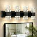 Epinl Black Bathroom Vanity Light Fixtures Bathroom Light Fixtures Over Mirror 4-Light 4000K LED Crystal Wall Sconces Modern 40W Brushed Hardwired Wall Lights for Bathroom Bedroom Living Room