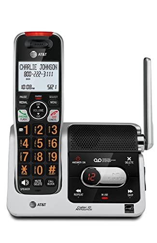 AT&T BL102 DECT 6.0 Cordless Phone for Home with Answering Machine, Call Blocking, Caller ID Announcer, Audio Assist, Intercom, and Unsurpassed Range, Silver/Black