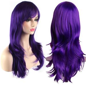 28 inch Fashion Wigs Long Wavy Curly Hair Cosplay Wig (Purple)