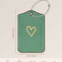 Voidborne Personalized Initial Luggage Tags for Suitcases,2 PCS Elegant PU Leather Name Tag with Privacy Cover ID Label with Address Card,Women Men Travel Bag Backpack Tags,Cute Heart,Green