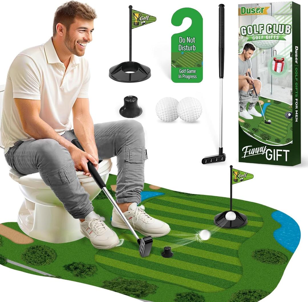 Toilet Golf Gifts for Men, Father's Day Gifts from Daughter Son Golf Game, Anniversary Birthday Gift for Men Dad Him Husband Boyfriend, Funny Gamer Toilet Game, Gag Gift for Him Who Has Everything
