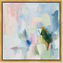 Art Remedy Verdant Breeze Over White Canvas Modern Colorful Art, Gold Frame, 24" x 24"