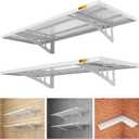 2Pack 1.64x4ft Adjustable Metal Garage Wall Shelving Heavy Duty Garage Storage Shelf Wall Mounted White