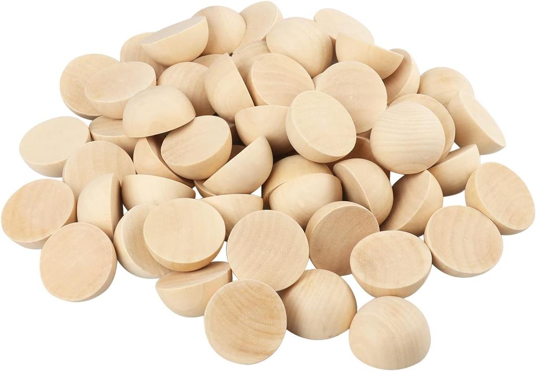 80 PCS 2 Inch Half Wood Balls, Split Wood Balls, Half Wooden Spheres, Half Round Balls, Suitable for Painting, Glass, Various Materials, DIY Jewelry Accessories and Craft Supplies, by GNIEMCKIN.
