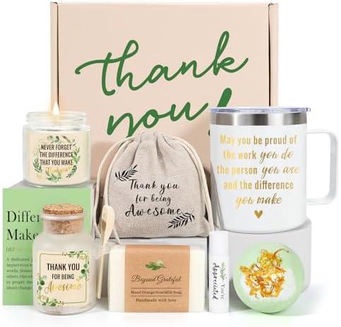 iAOVUEBY Employee Appreciation Gifts, Thank You Gift for Women, Teacher Appreciation Gifts, 6PCS Thank You Gift Box for Coworker Teacher Boss Secretary Nurse, Difference Maker Spa Gratitude Box