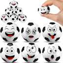 Arrowbash 12 Pcs Mini Face Stress Balls for Boys Girls Sport Funny Face Squeeze Foam Balls for Stress and Anxiety Relief for Party Favors Birthday Gift Decoration(Soccer)