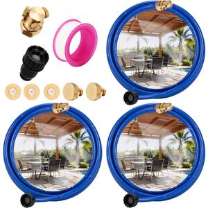 3 Pack 4.9FT/1.5M Standing Misters for Outside Patio 3/4 Inch Flexible Mist Stand Water Mister Hose Attachment for Garden Tanning Portable Mist Sprinkler for Plants, Backyard, Dogs